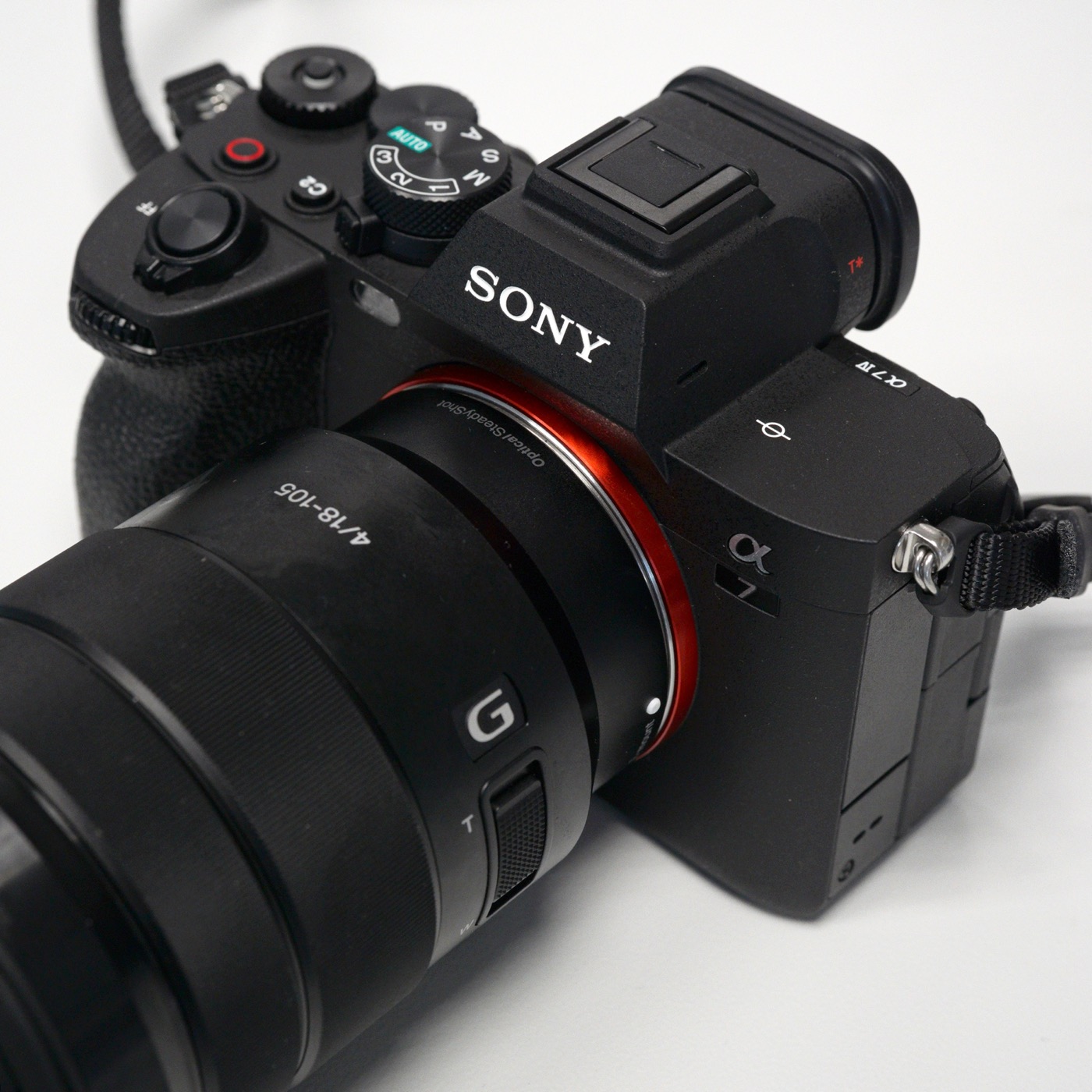 The Sony A7 IV full-frame mirrorless camera with a 24-105mm G lens attached