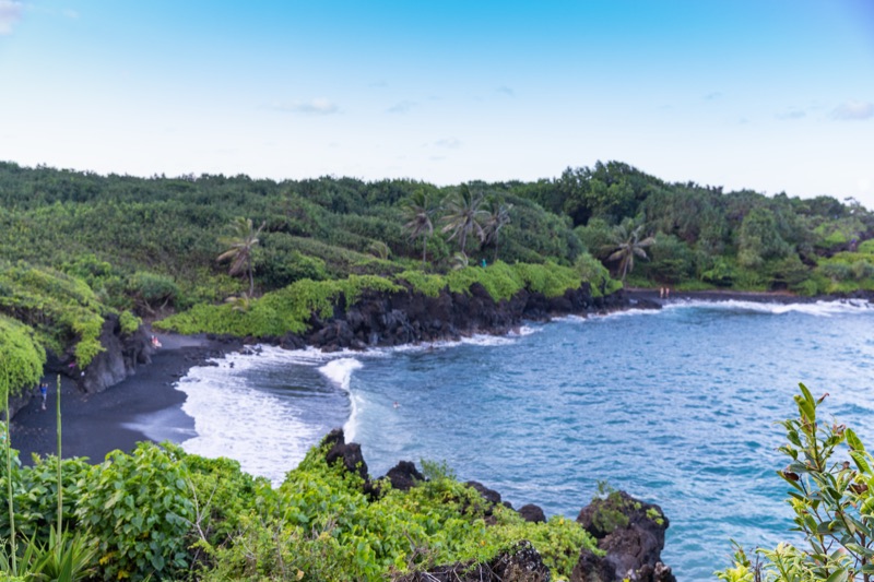 Black-sand cove at Waianapanapa on Maui's Road to Hana, Hawaii