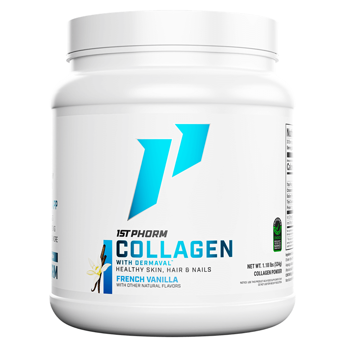 1st Phorm Collagen powder tub in French Vanilla