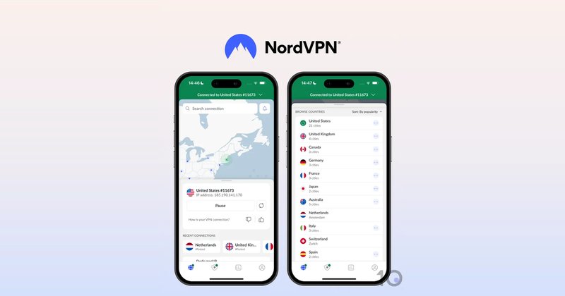 The NordVPN app on two phones